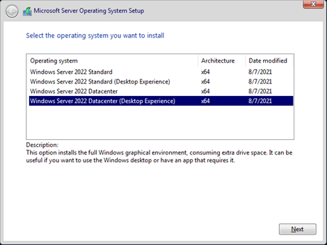 Cài đặt HĐH Windows Server 2022 Datacenter (Desktop Experience)